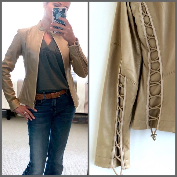 Elie Tahari corseted leather jacket
